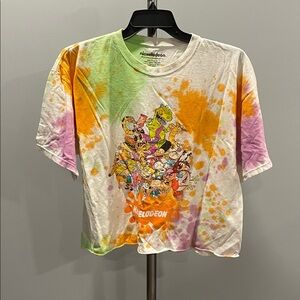 Nickelodeon Cropped T-Shirt - Orange, Green, Purple Tie-Dye